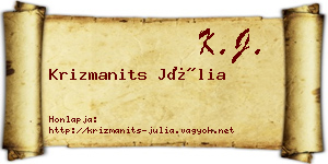 Krizmanits Júlia névjegykártya